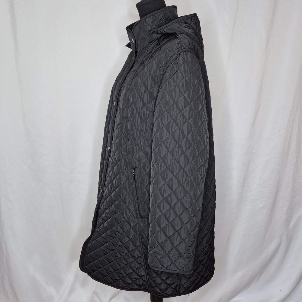 Coldwater Creek Quilted Hooded Coat in Black - Picture 3 of 16
